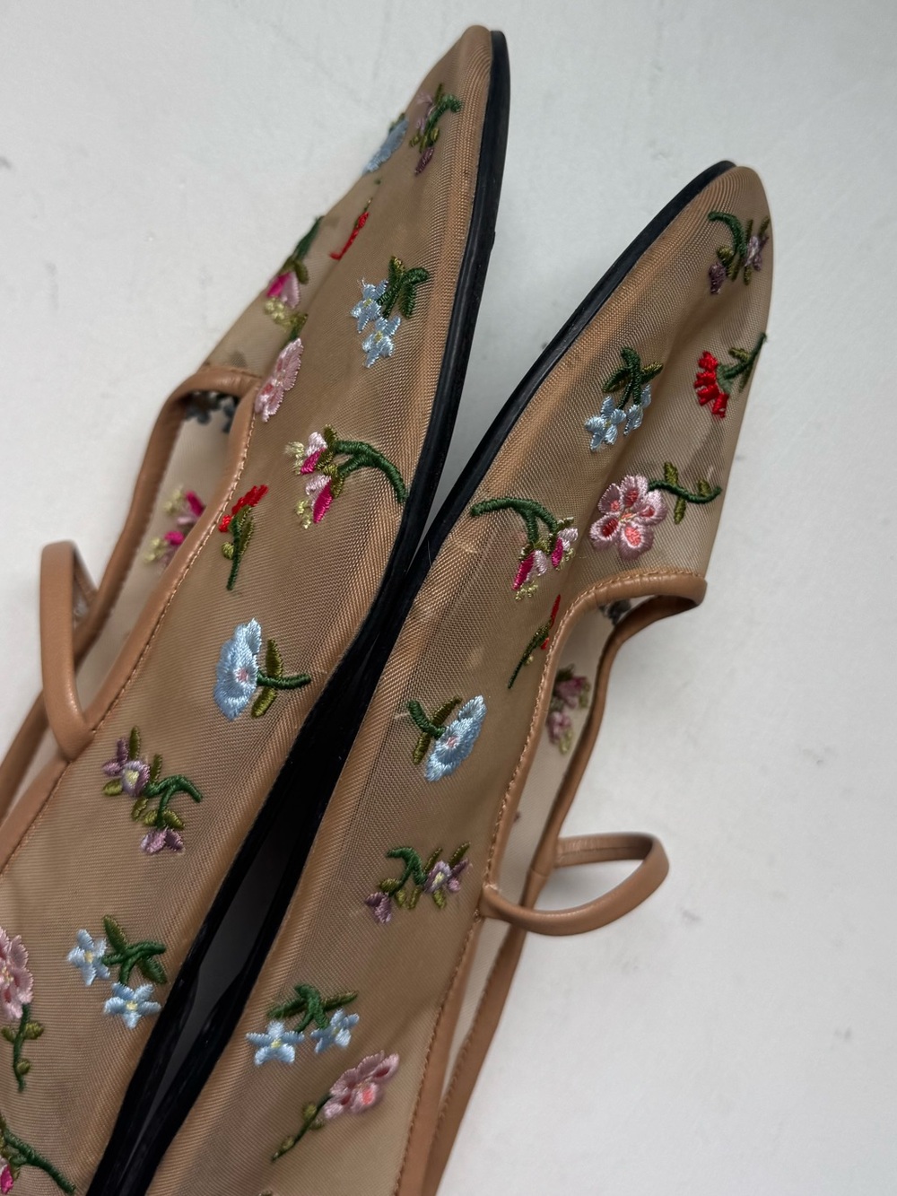 Jeffrey Campbell Dancer Floral Embroidered Mesh Mary Jane Flats - Picture 11 of 13